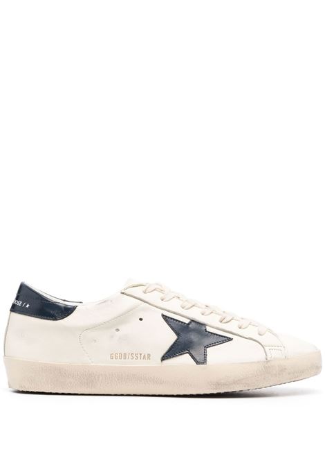 White and blue Super-Star lace-up sneakers - GOLDEN GOOSE men